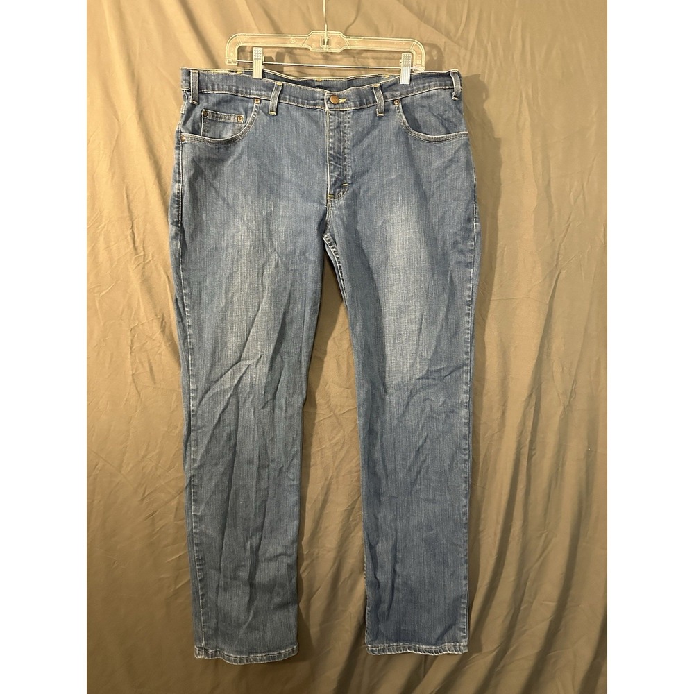 Bills Khakis Mens Trim Fit 38x34 Blue Stretch Denim Jeans Made in USA 5‎ Pkt